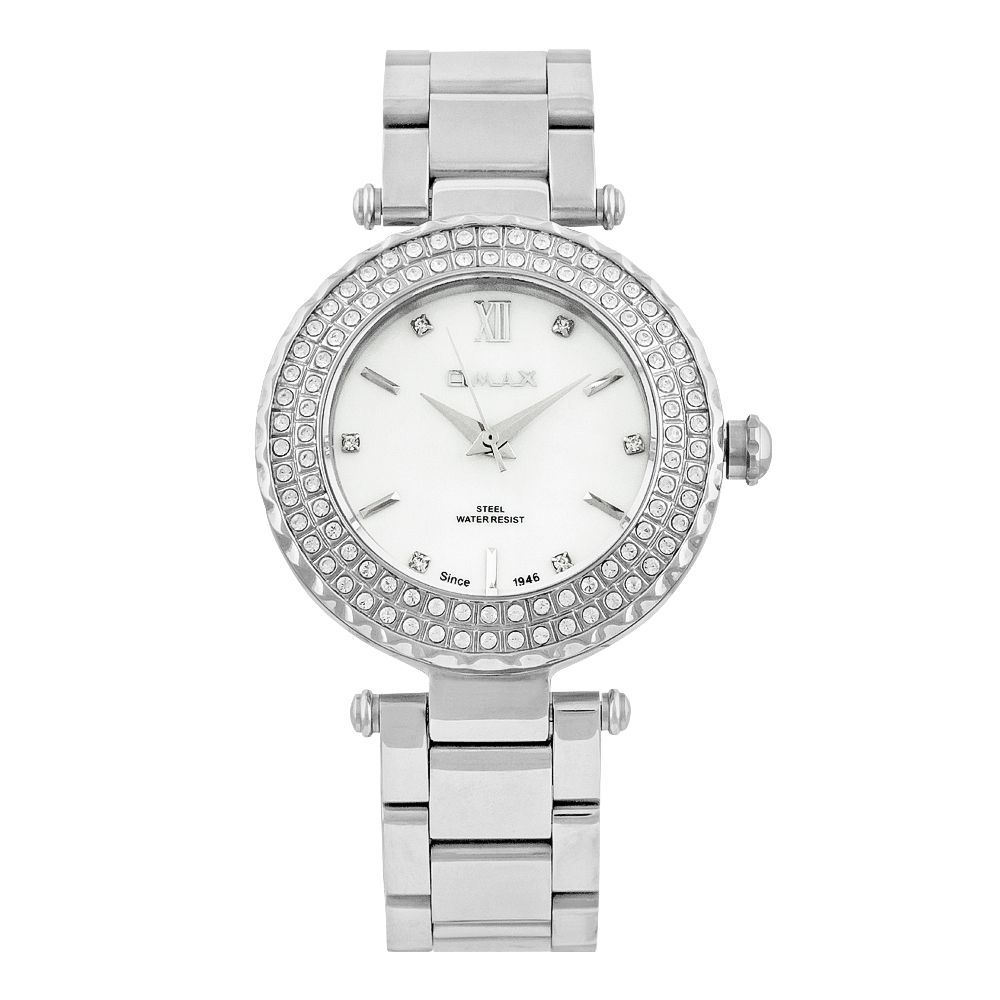Omax Women's Steel Chrome Round Designed Dial & Bracelet Analog Watch, 53SYP36I
