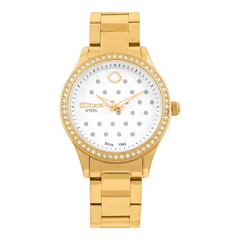 Omax Women's Steel Golden Round Dial & Bracelet With Shining Background Analog Watch, 50SYG31I
