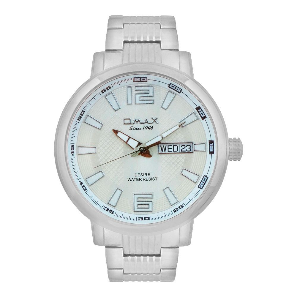 Omax Men's Desire Water Resist Sky Blue Dial & Silver Bracelet Analog Watch, GX06P66S