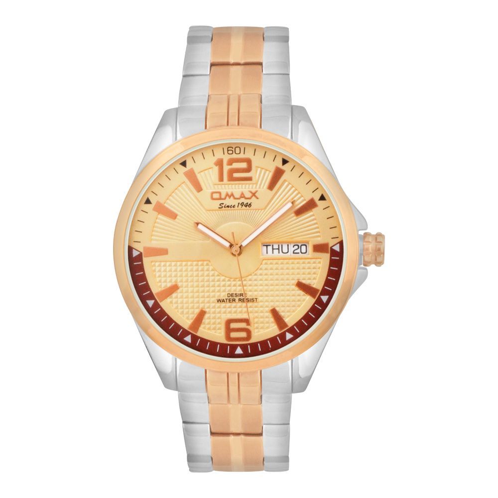 Omax Men's Desire Water Resist Two Tone Round Dial & Bracelet Analog Watch, GX48C8CI
