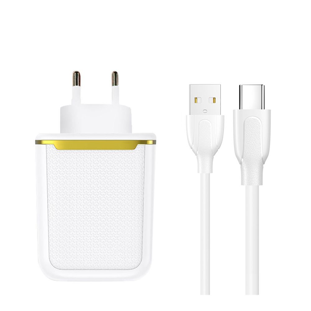Joyroom USB Mini Dual Port Charger & Cable Set, White, L-2A12Z