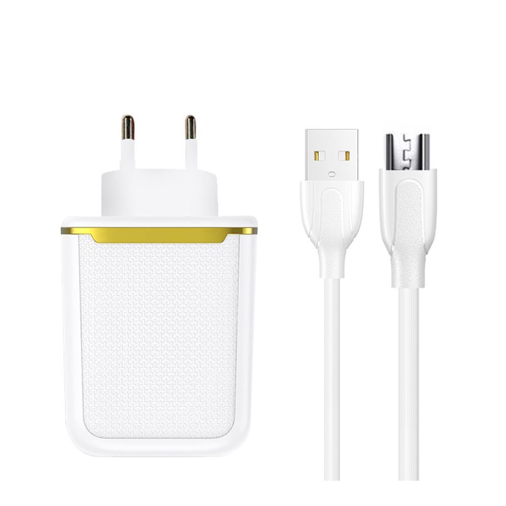 Joyroom Dual Port iPhone Lightening Charger & Cable Set, White, L-2A12Z