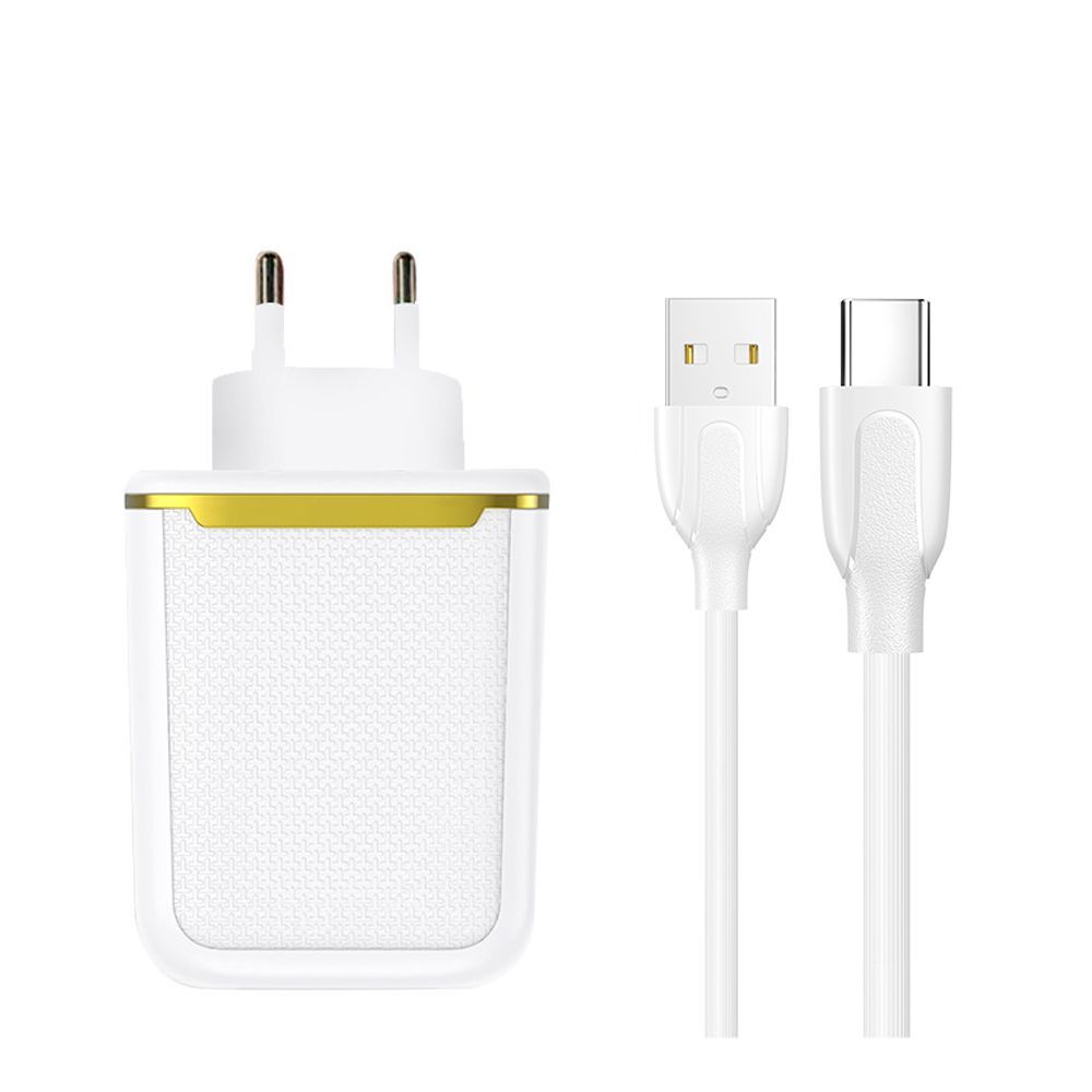 Joyroom Dual Port Type-C Charger & Cable Set, White, L-2A12Z