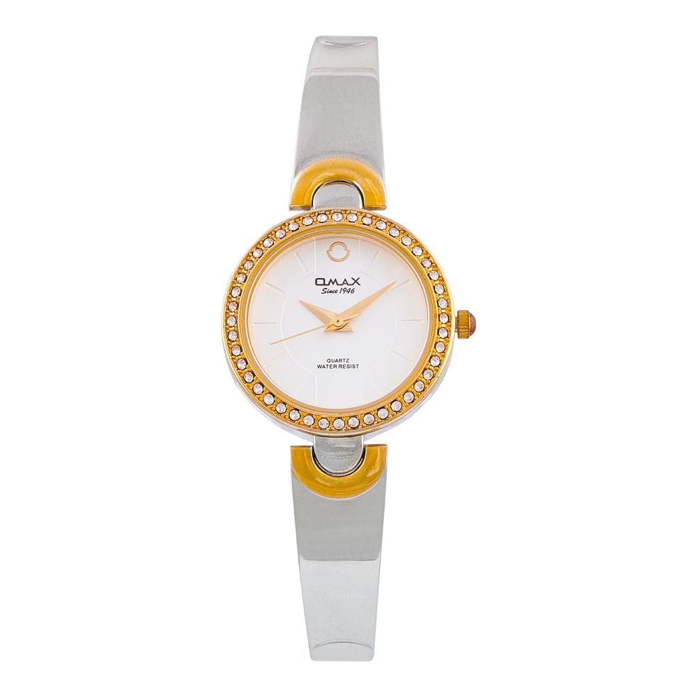 Omax Women's Golden Round Designed Dial With Bracelet Analog Watch, JES976N008