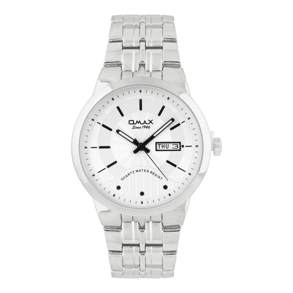 Omax Men's Chrome Round Dial & Bracelet Analog Watch, HYB059P018