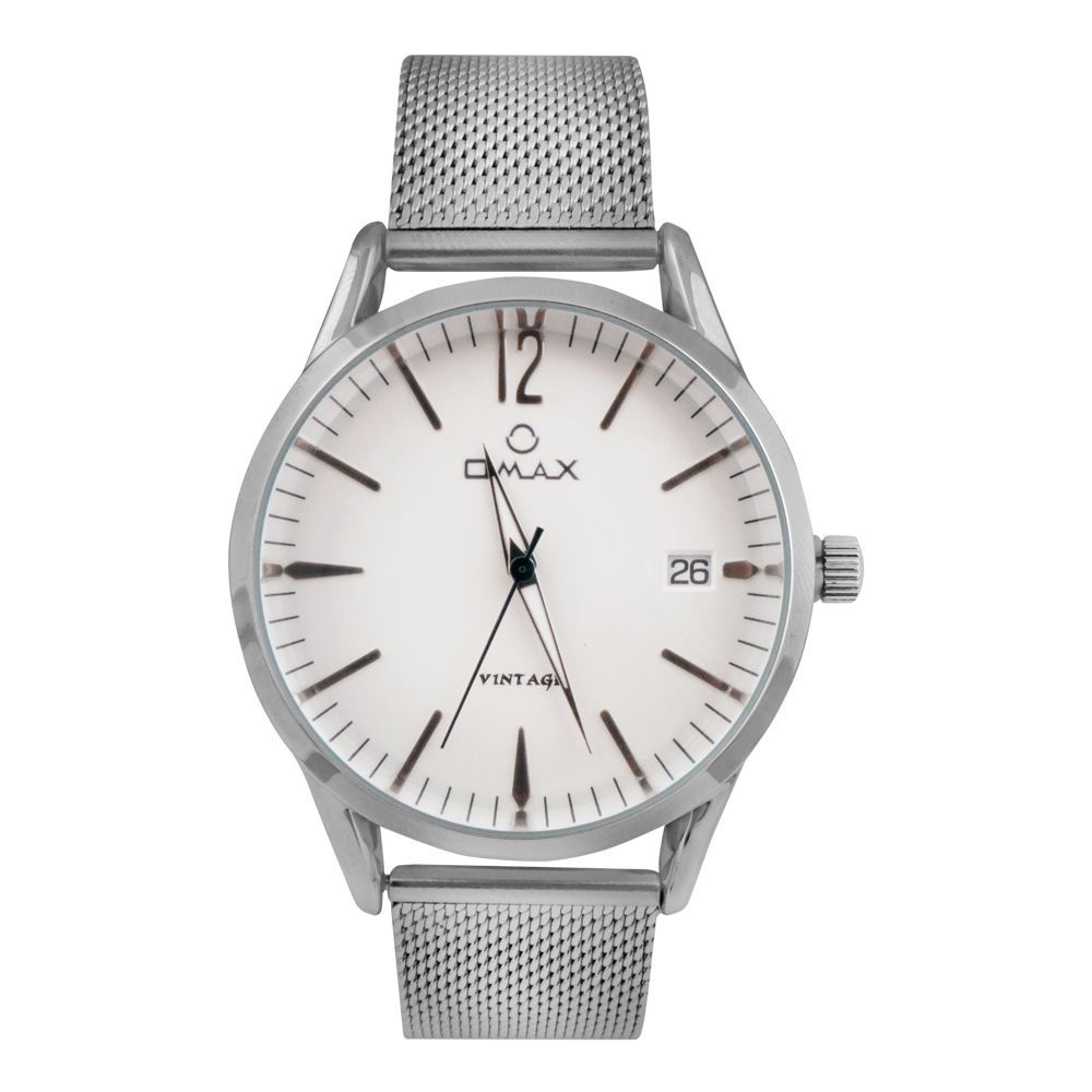 Omax Men's Vintage Silver Dial & Bracelet  Analog Watch, VC0636I