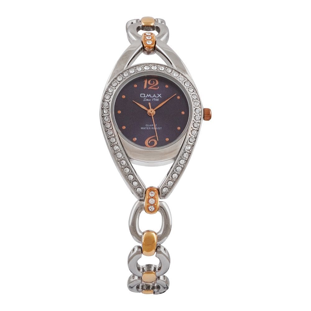Omax Women's Designed Round Dial With Designed Chain Analog Watch, JES936N004