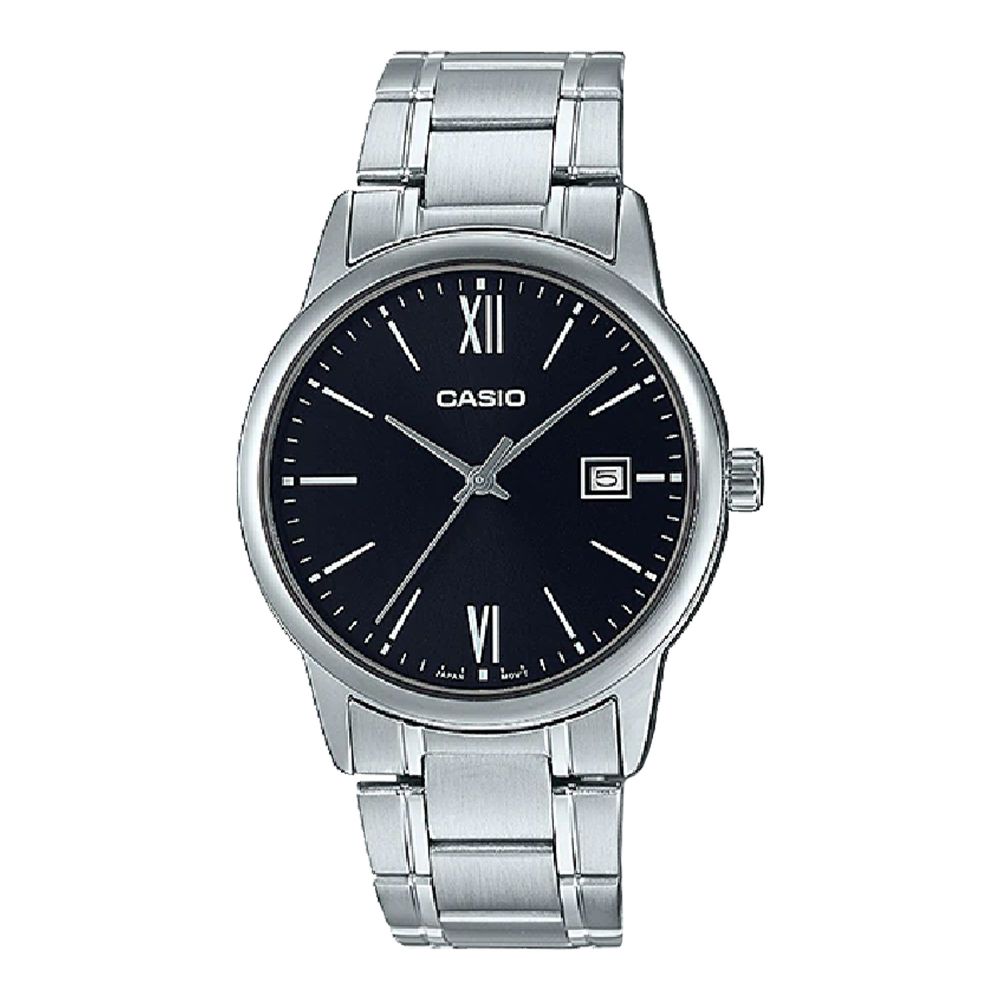 Casio Men's Chrome Round Dial & Bracelet Analog Watch, MTP-V002D-1B3UDF