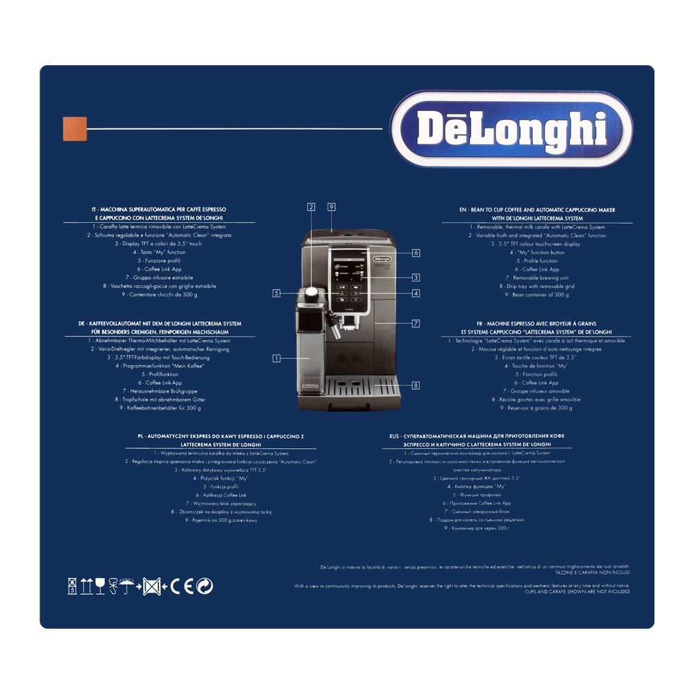 DeLonghi Dinamica Plus Automatic Coffee Machine, ECAM370.95.T
