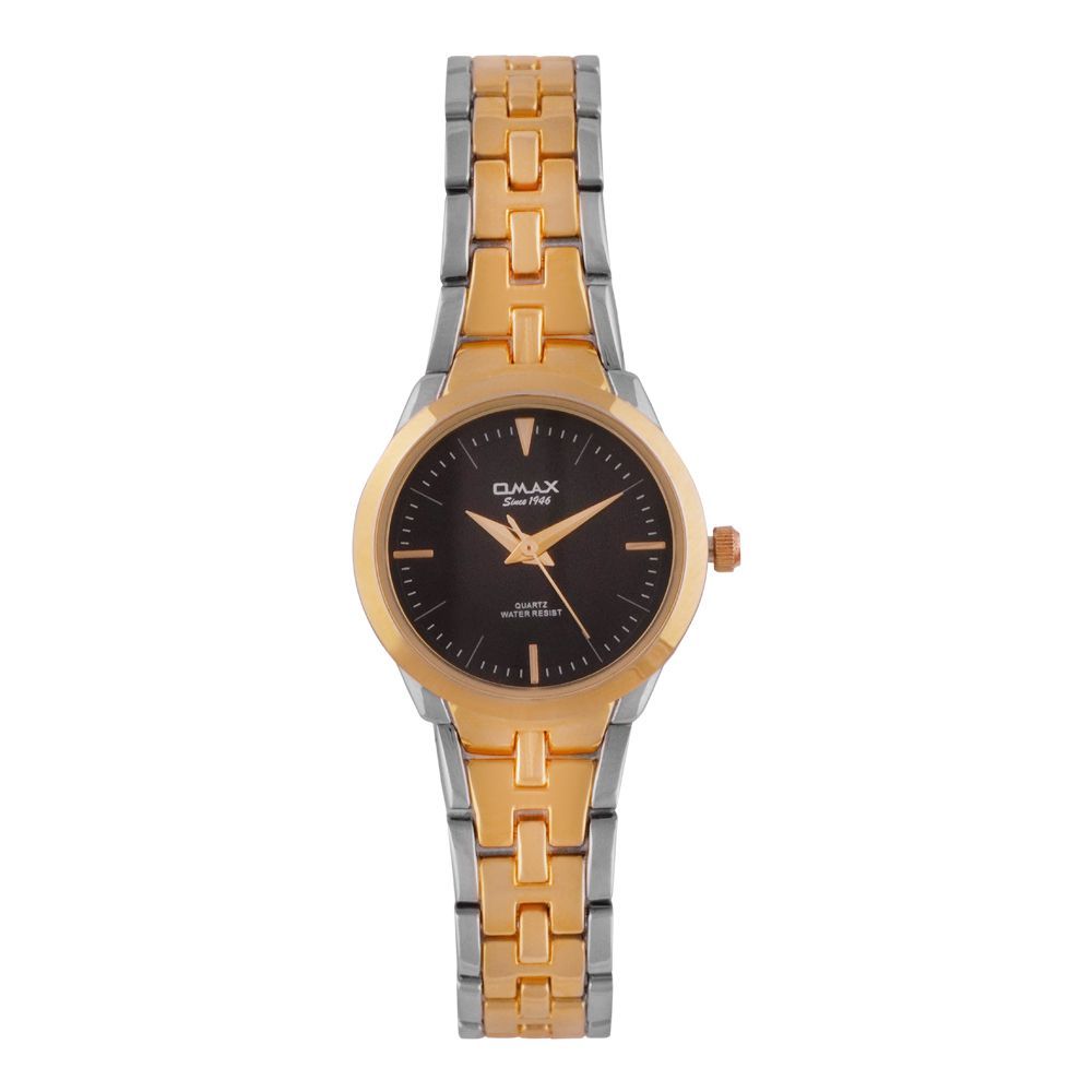 Omax Women's Round Dial With Two-Tone Bracelet Analog Watch, HSA040N002