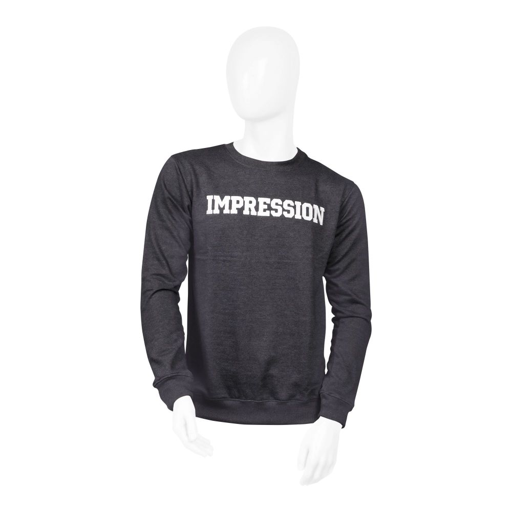 Basix Men's Melange Charcoal Impression Sweatshirt, MSS-601