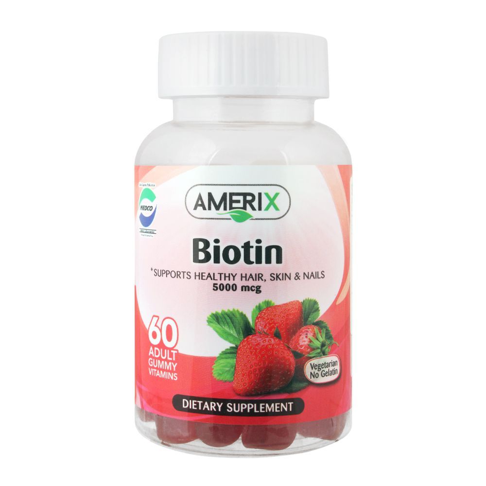 Amerix Biotin, 5000mcg, Dietary Supplement, 60 Adult Gummy Vitamins