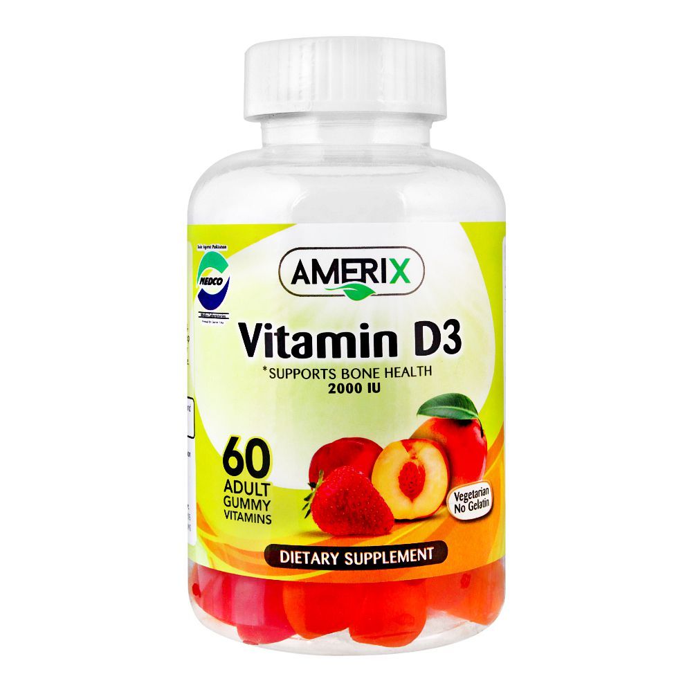 Amerix Vitamin D3 2000IU, Dietary Supplement, 60 Adult Gummy Vitamins