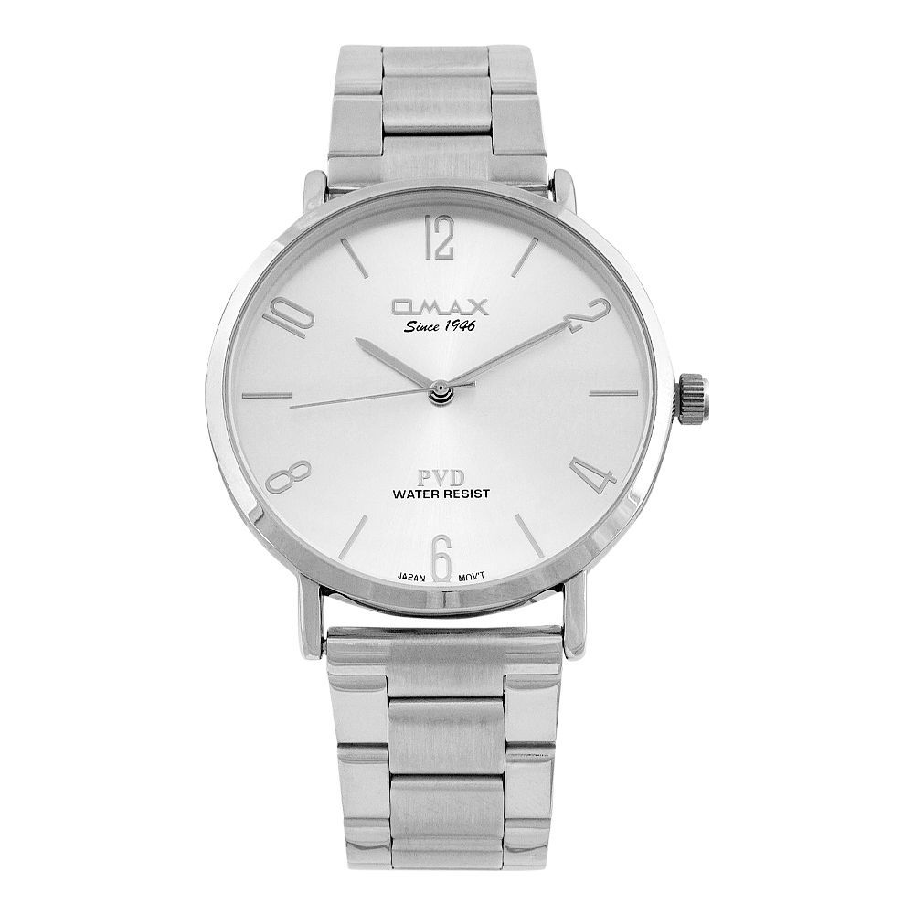 Omax Men's PVD Water Resist Chrome Round Dial & Bracelet  Analog Watch, CFS001L008