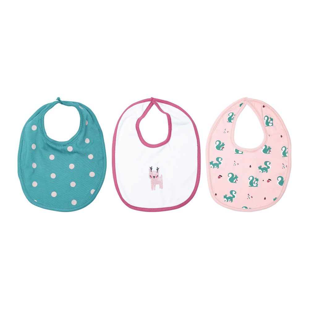 The Nest Autumn Forest BIB, Deep Jungle/White /Rose Cloud, 3-Pack, 6858