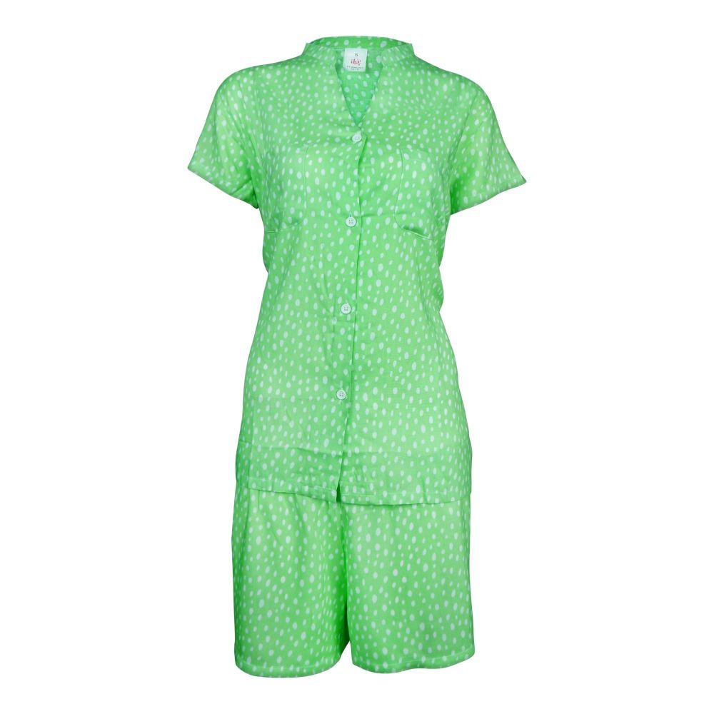 IFG Women's 2-Piece Shorts Pajama Set, Shirt and Shorts, Green, PS-111