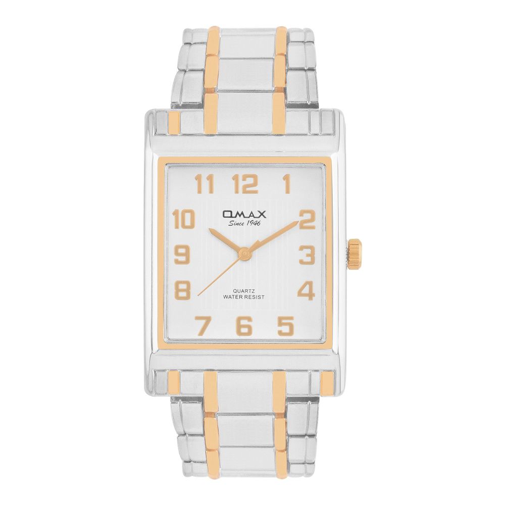 Omax Men's Square Dial With Two Tone Bracelet Analog Watch, HBJ931NH13
