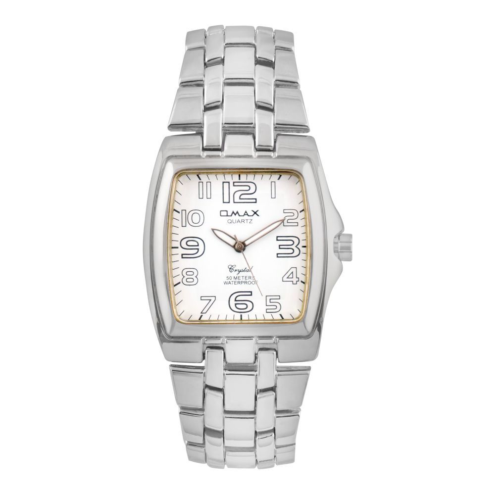 Omax Men's Chrome Square Dial & Bracelet Analog Watch, DBA201P023