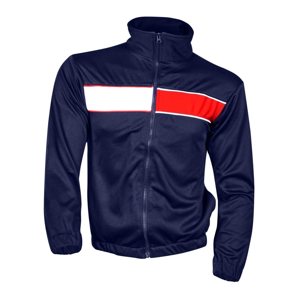 Basix Men's Moisture Wicking Sports Zipper Top, Red & White, MJ-56