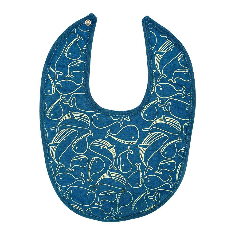 The Nest Single-Jersey Kiddy Shark Bib, Blue, Size One, 5763