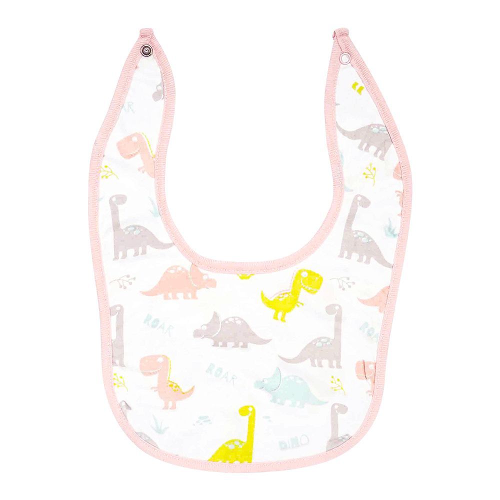 The Nest Single-Jersey Raw Some Dino! Bib, White, One Size, 6579