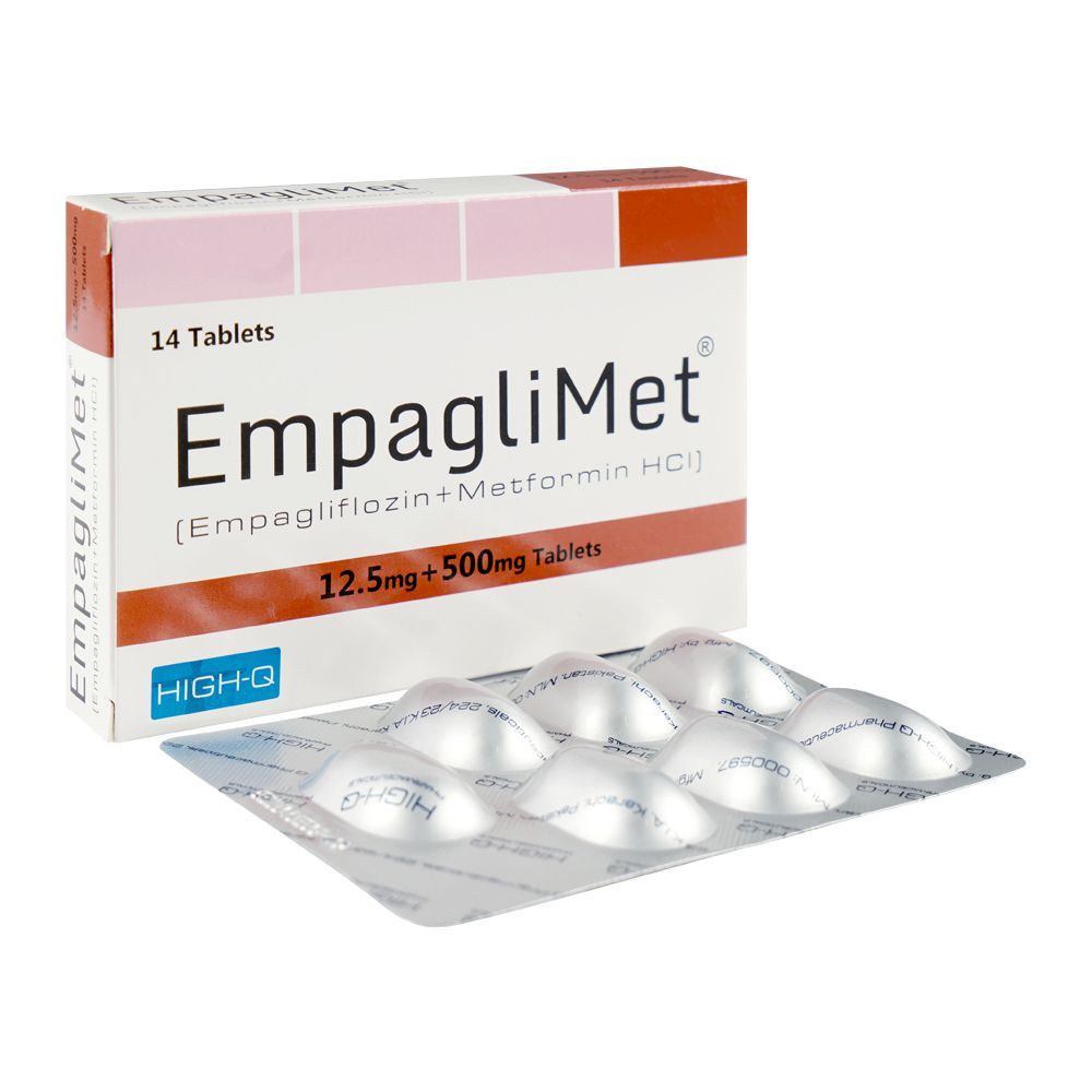 High-Q Pharmaceuticals Empaglimet Tablet, 12.5mg + 500mg, 14-Pack
