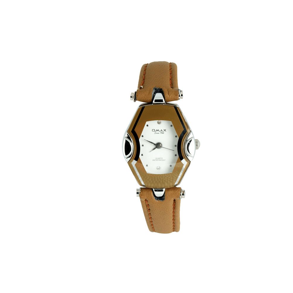 Omax Women's Brown Strap & White Square Dial Analog Watch, 00CE0026IQ43