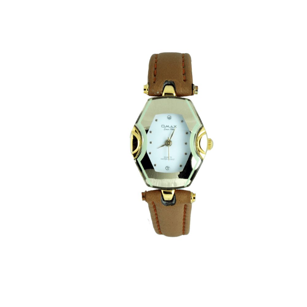Omax Women's Brown Strap & White Dial Analog Watch, 00CE0026QG03