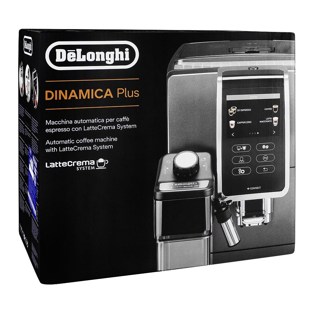 Delonghi Dinamica Plus Coffee Machine, Connected, LatteCrema, Touch Display, Titanium, ECAM370.95.S