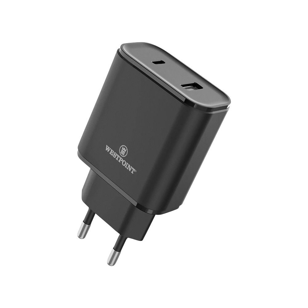 West Point 2.4A Dual USB Port Wall Charger, Black, WP-10