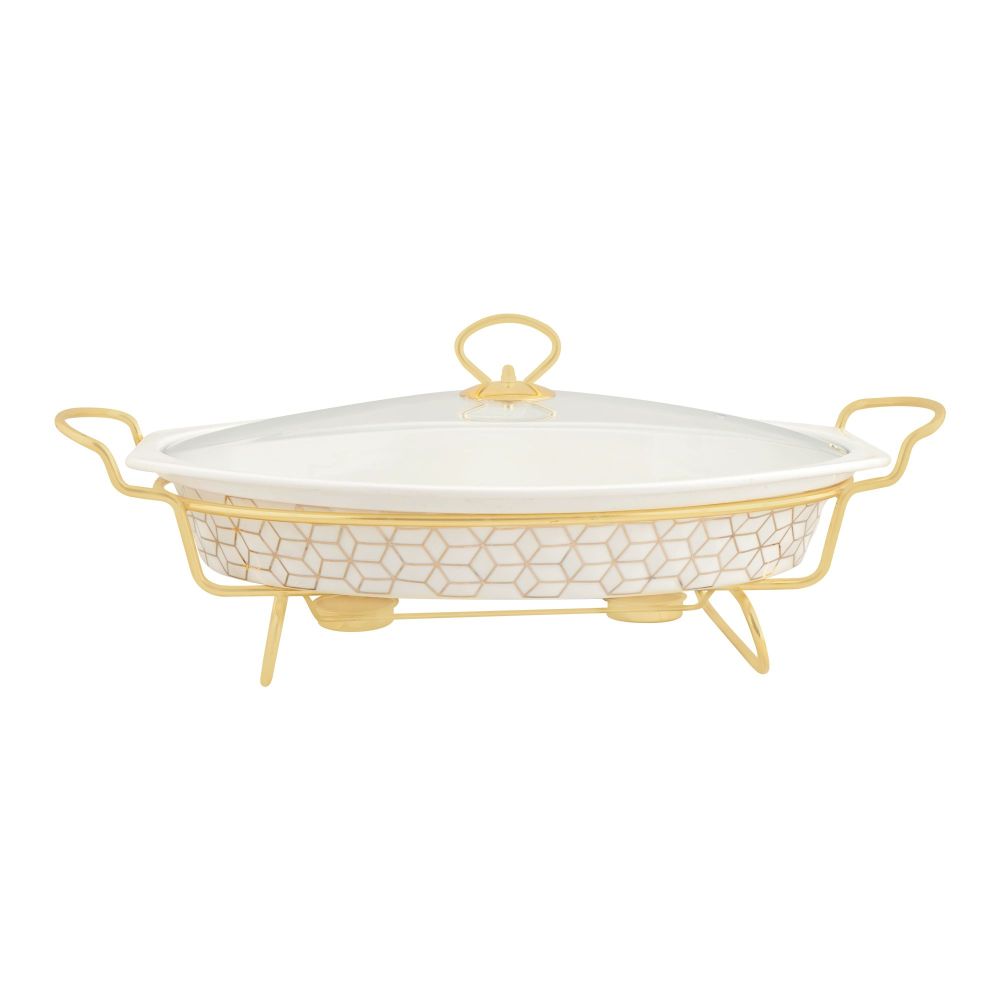 Brilliant Oval Casserole With Warmer Rack, 15-Inches, BR0149