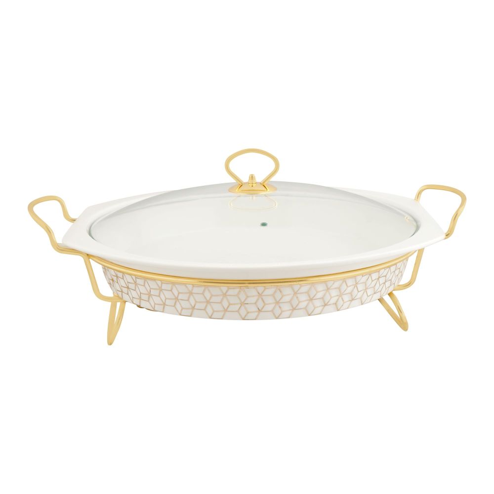 Brilliant Round Casserole With Warmer Rack, 14.5-Inches, BR0154