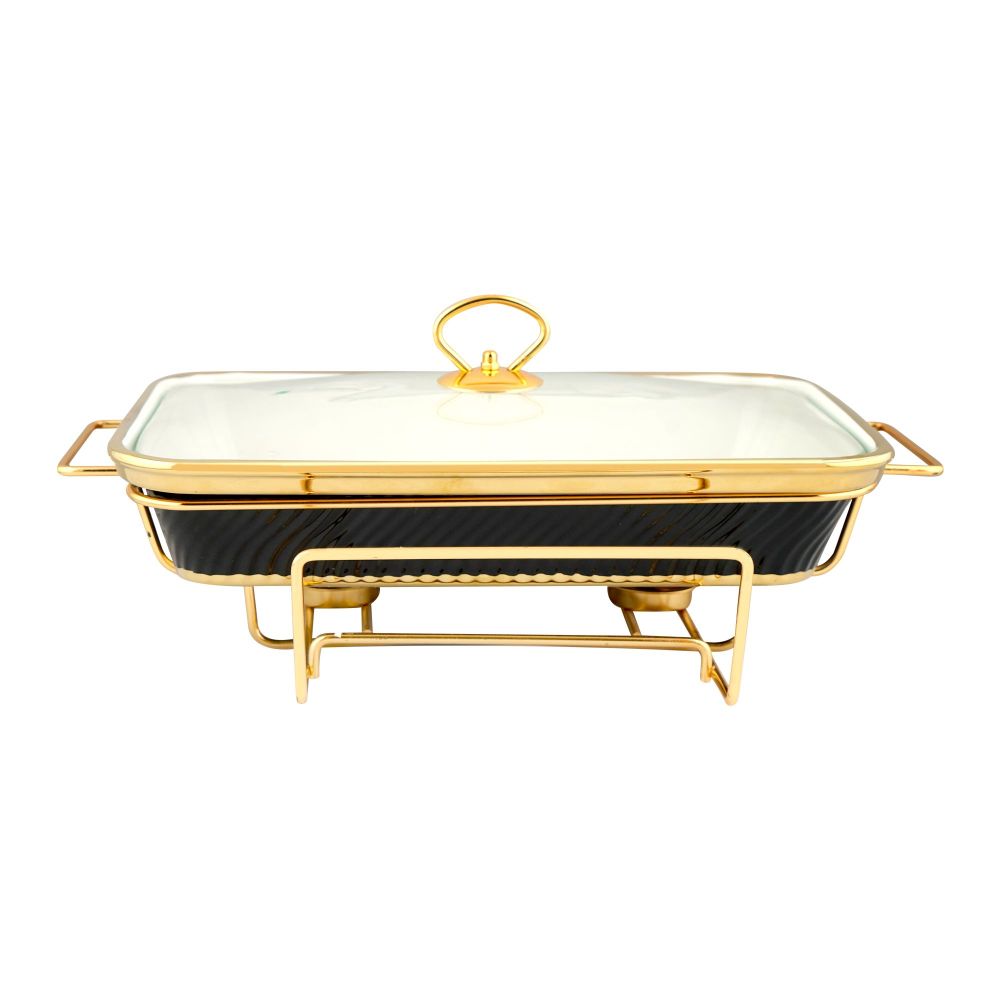 Brilliant Rectangular Dish With Warmer Stand, 13.5-Inches, BR1002