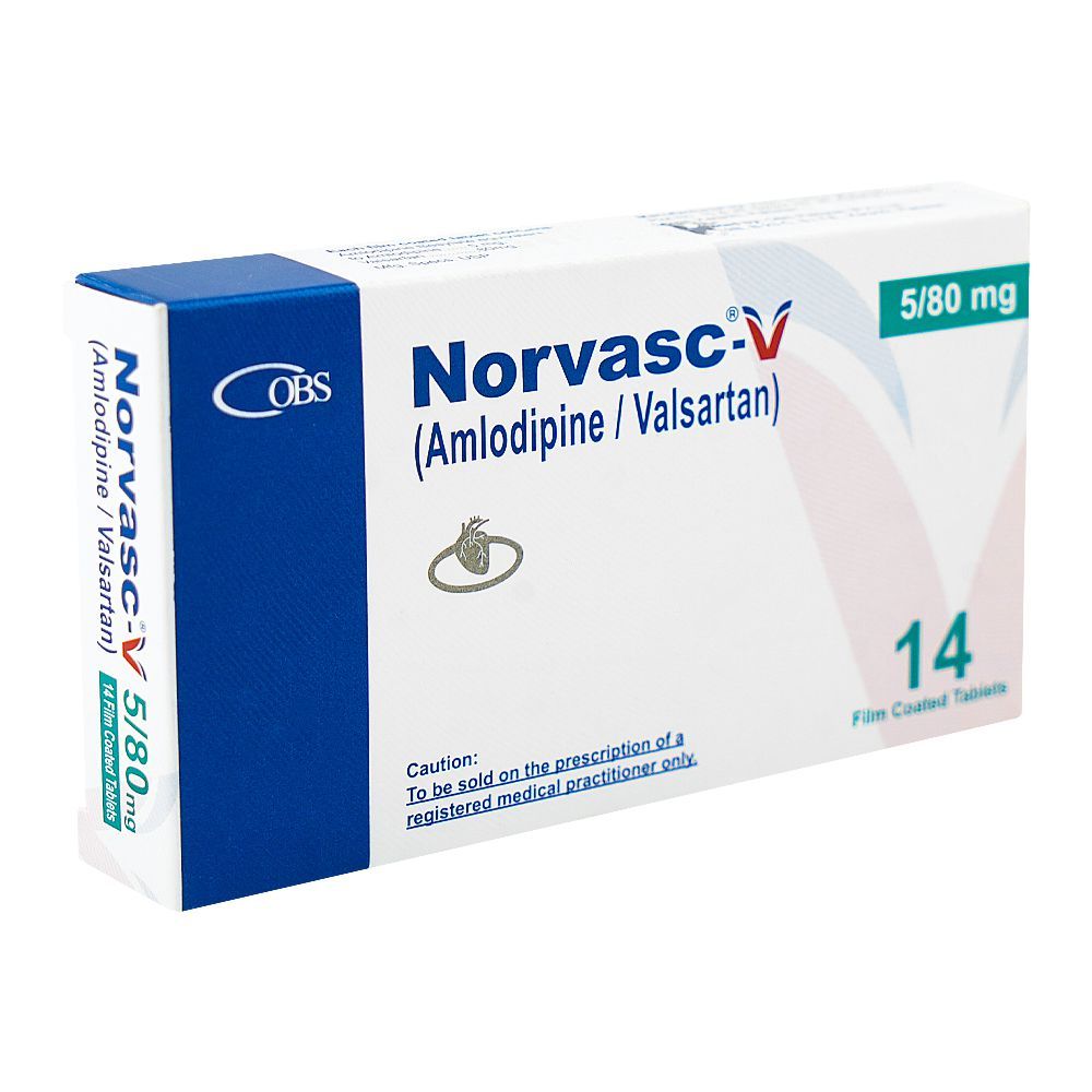 OBS Pharmaceuticals Norvasc-V Tablet, 5/80mg, 14-Pack