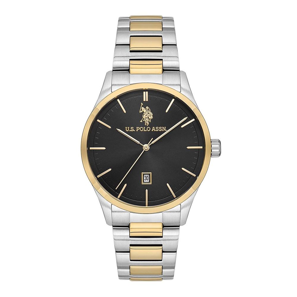 U.S. Polo Assn. Men's Metallic Chain Round Dial Analog Watch, Black, USPA1072-06