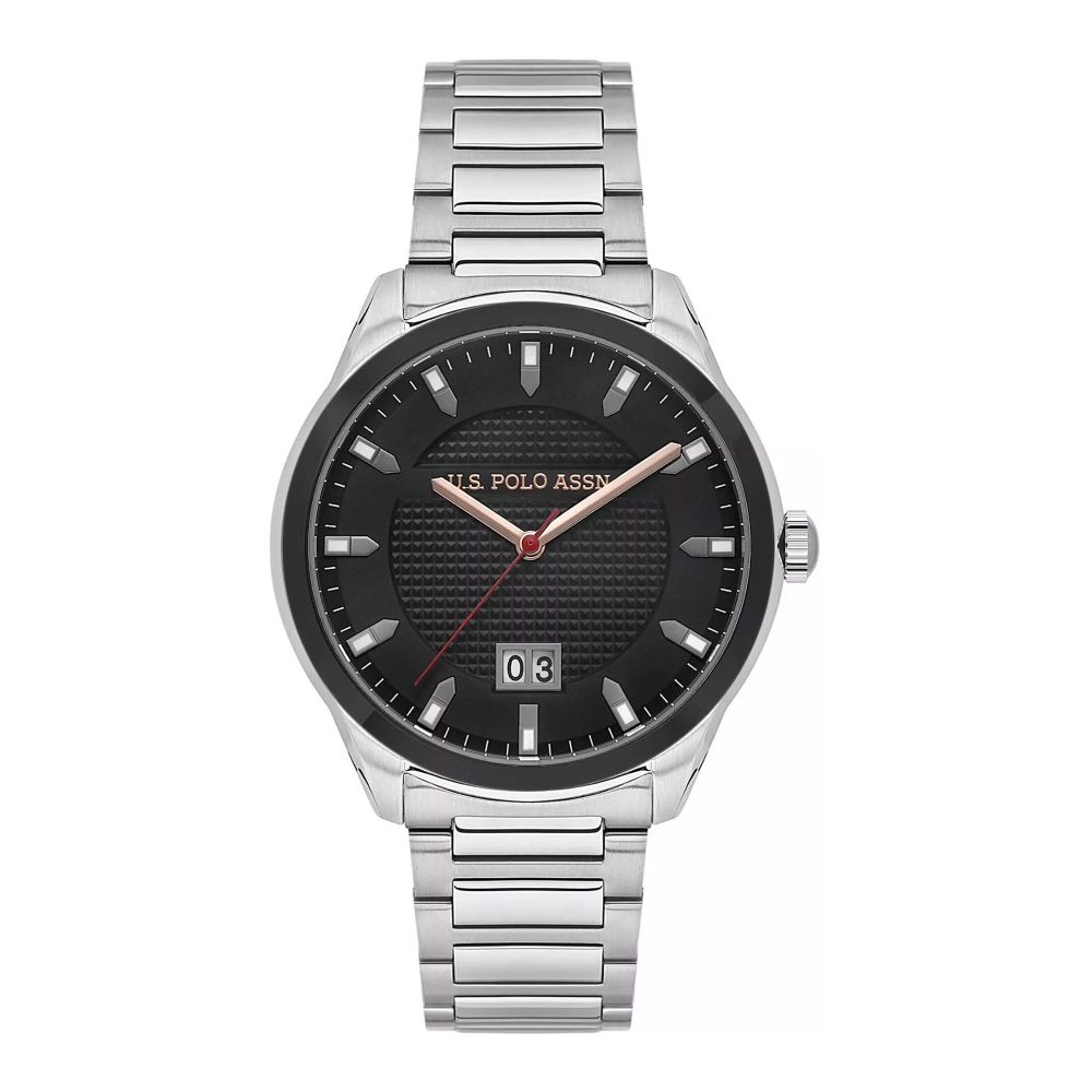 U.S. Polo Assn. Men's Metallic Chain Round Dial Analog Watch, Black, USPA1087-04