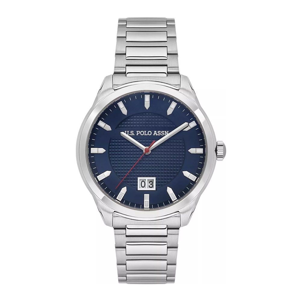 U.S. Polo Assn. Men's Metallic Chain Round Dial Analog Watch, Blue, USPA1087-05