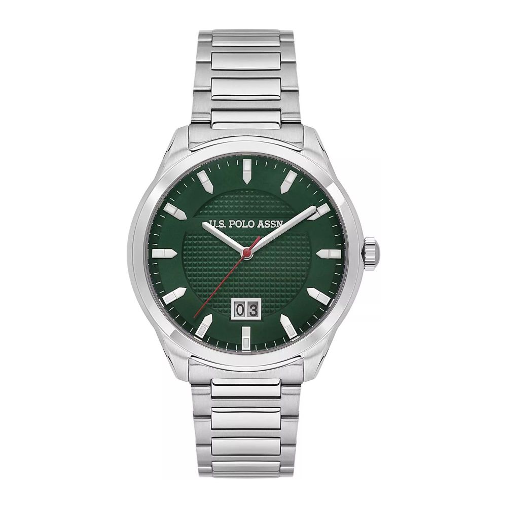 U.S. Polo Assn. Men's Metallic Chain Round Dial Analog Watch, Green, USPA1087-06