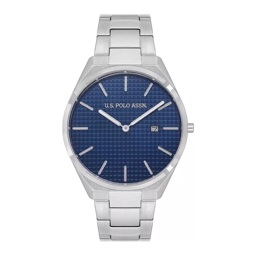 U.S. Polo Assn. Men's Metallic Chain Round Dial Analog Watch, Blue, USPA1081-02