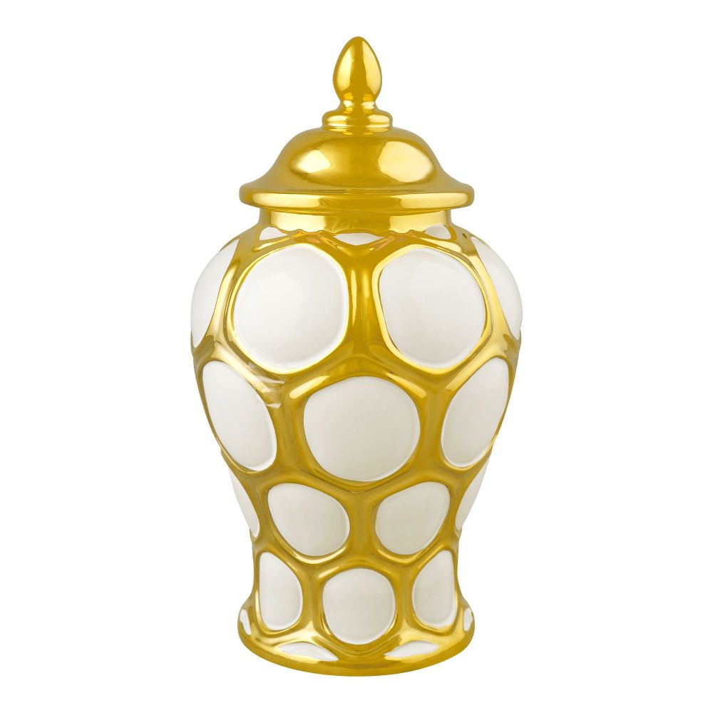 Bhoja Ceramic Vase Candy Jar, Gold, YC-041