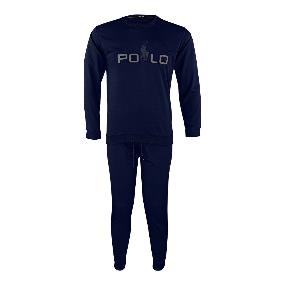 Men's Polo Tracksuit, Sweatshirt and Trouser, Navy Blue