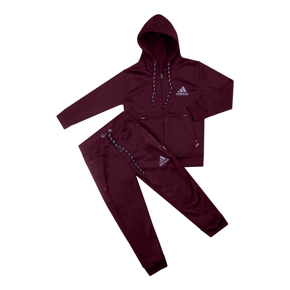 Men's Fleece Tracksuit, Zipper Hoodie and Trouser, Maroon, AD