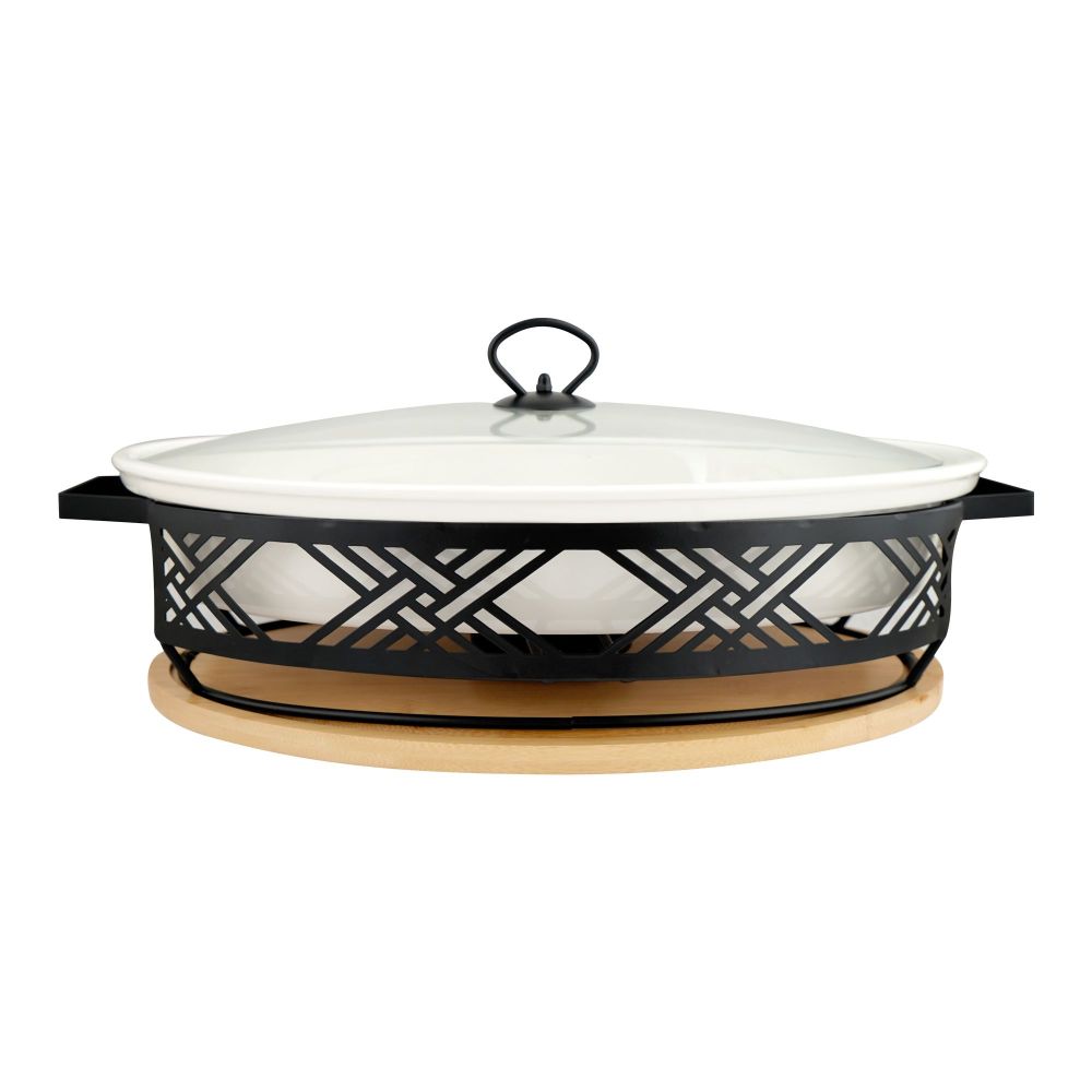 Brilliant Oval Dish With Warmer Rack, 16 Inches, BR1125