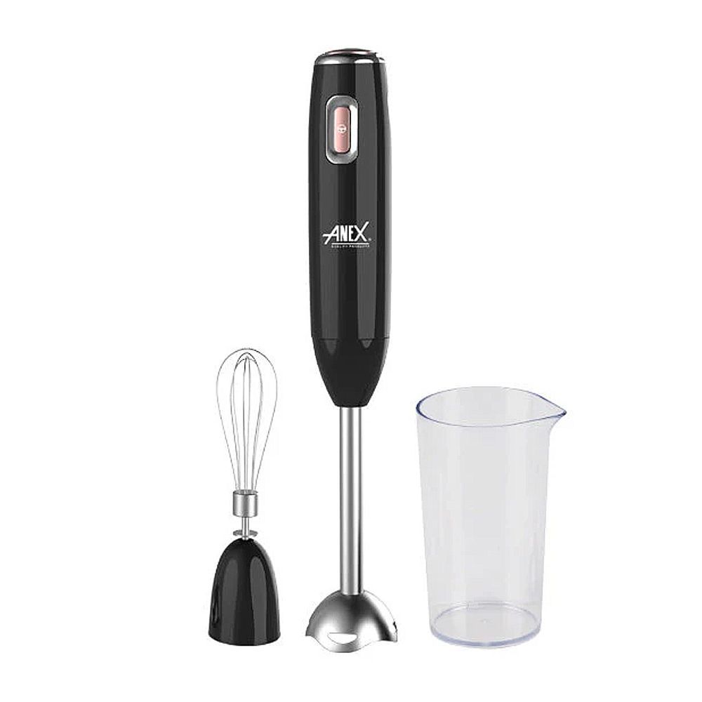 Anex Deluxe Hand Blender With Whisk, 500ml Plastic Jar, 300W, Black, AG-123
