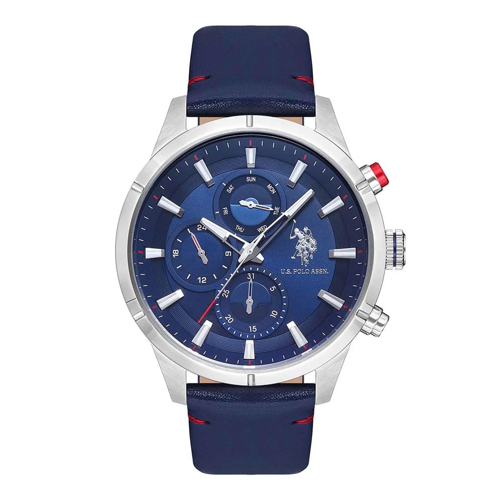 U.S. Polo Assn Men's Round Dial Chronograph Wrist Watch With Band Strap, Blue, USPA1014B-06