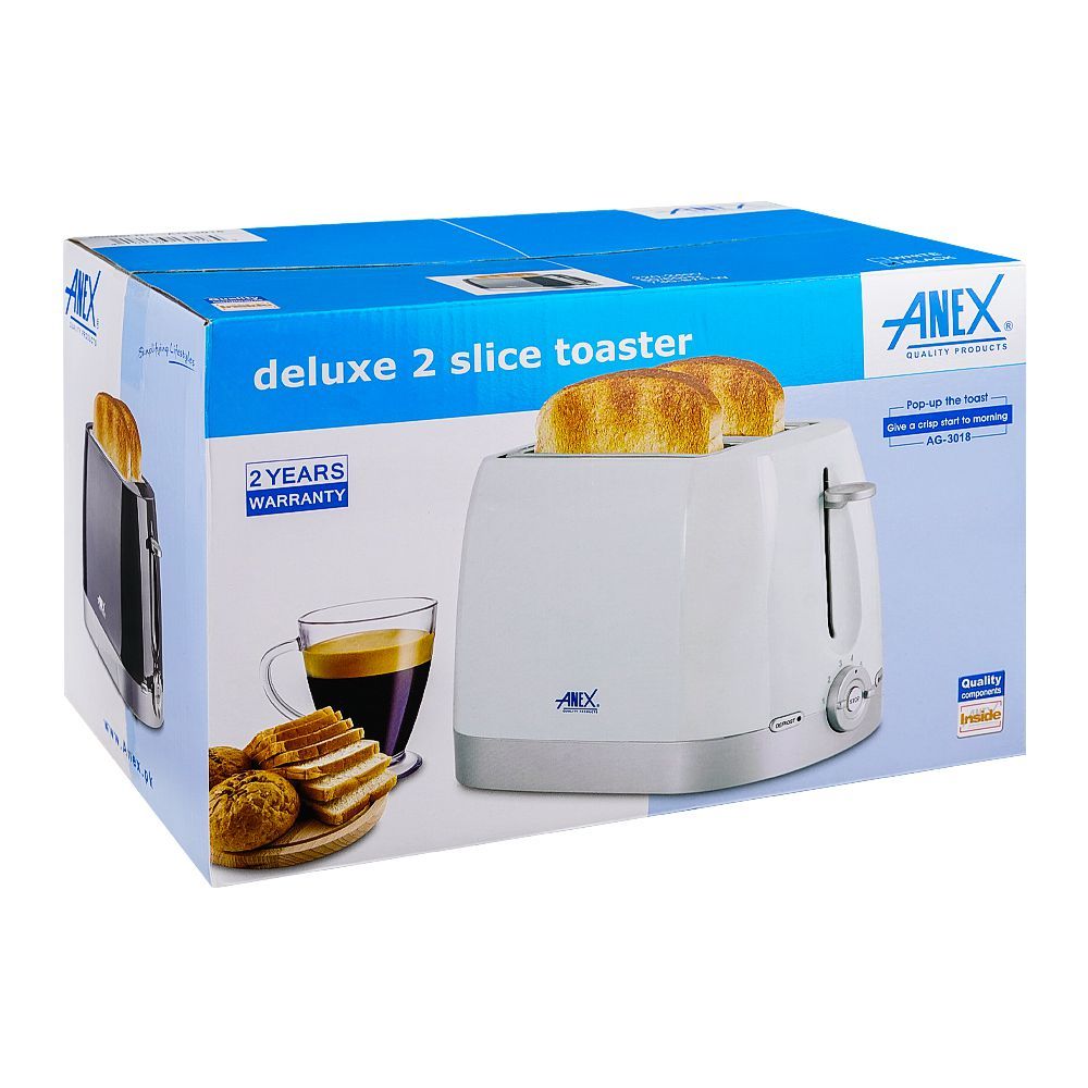 Anex Deluxe 2 Slice Toaster, 730-870W, Black, AG-3018