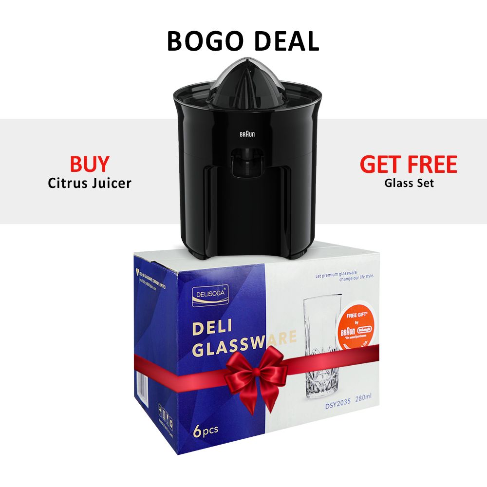 Braun Tribute Collection Citrus Juicer With Free Glass Set, Black, CJ-3050