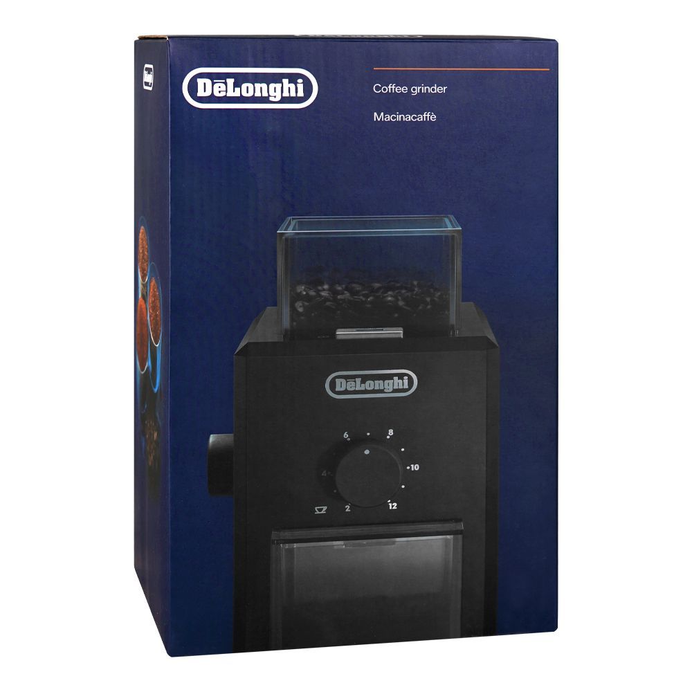 DeLonghi Coffee Grinder, 120g Bean Capacity, Adjustable Grind, KG79