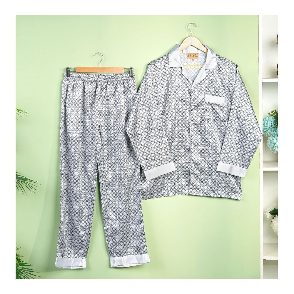 Studio By ARJ Men's Silk Satin Pajama Set Night Suit, Multi, SBA-MPJ-TIEL