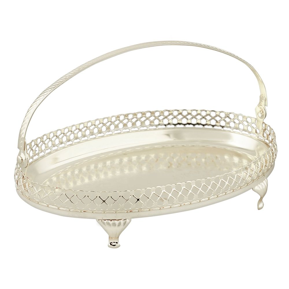Alpen Berg Oval Serving Basket, Ideal For Table Décor, Orchid Silver, CD5514